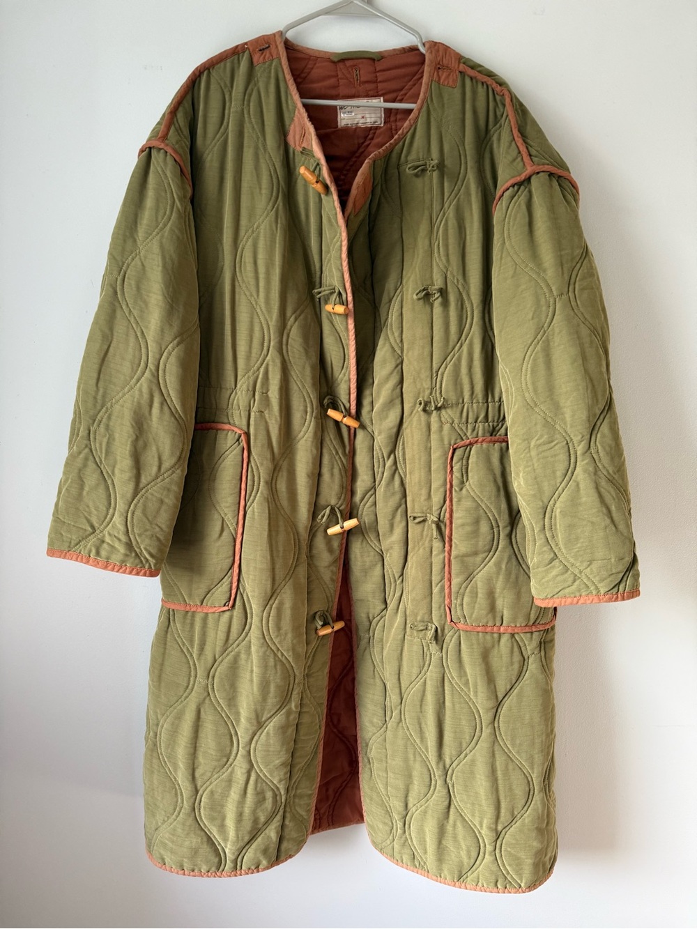 We The Free Lush It Duffle Coat Quilted Coat Army Green Brown Boho Soft Size M L - Picture 3 of 16